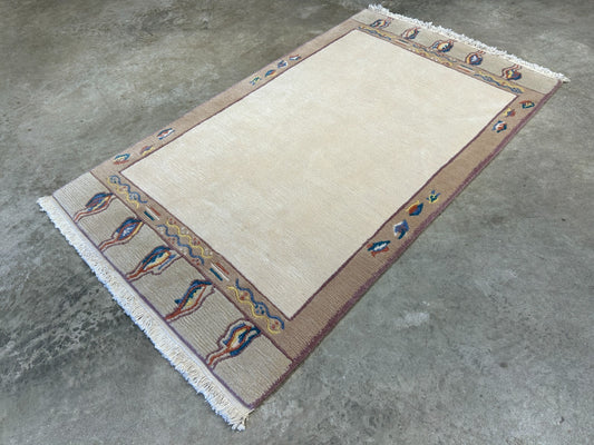 3'x5'3" Hand-Knotted 100% Wool Pile Nepali Area Rug - Carpet
