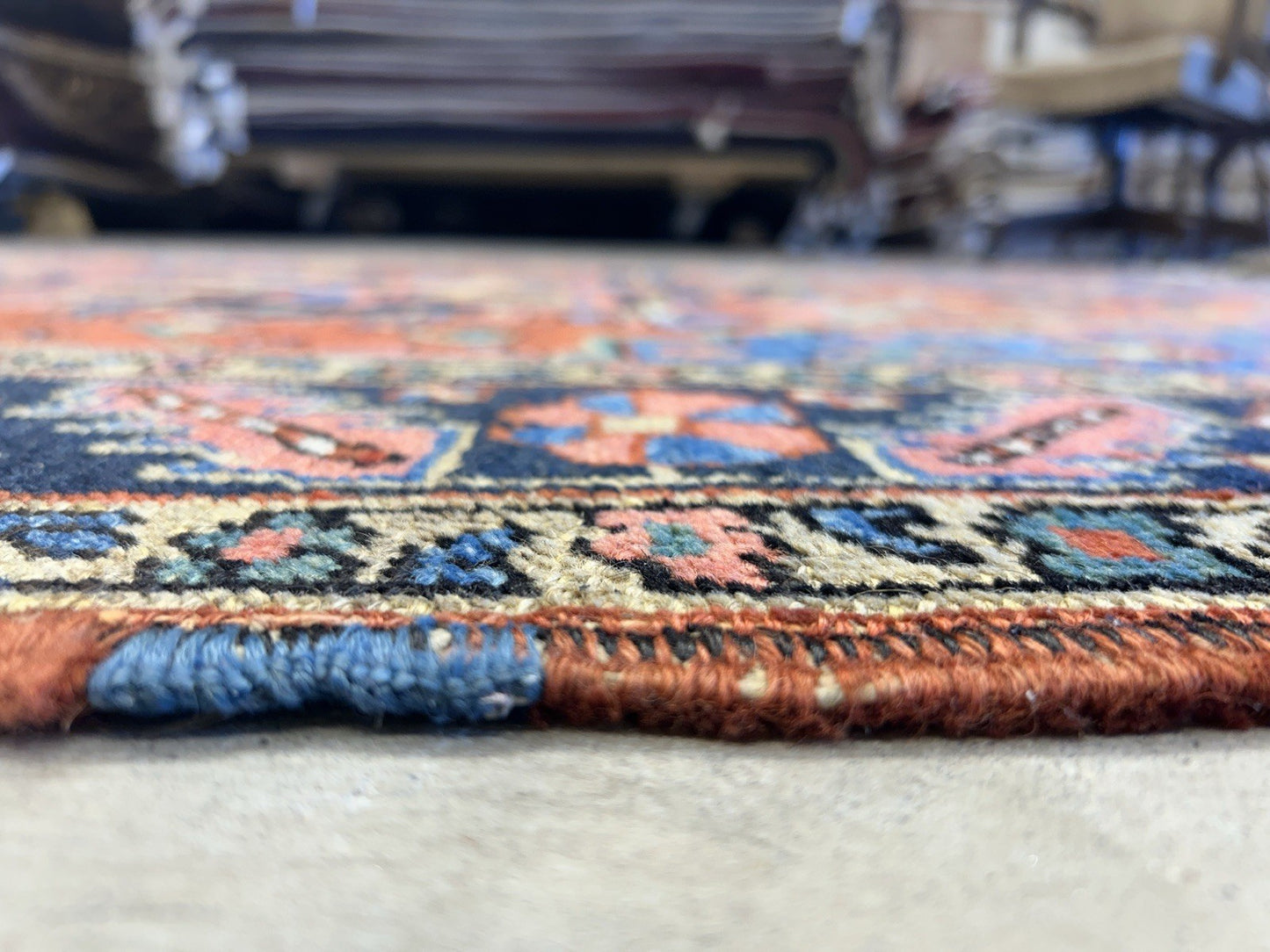 Collector Item- 5’x6’10” Antique Hand-Knotted 100% Wool Pile Serapie Area Rug