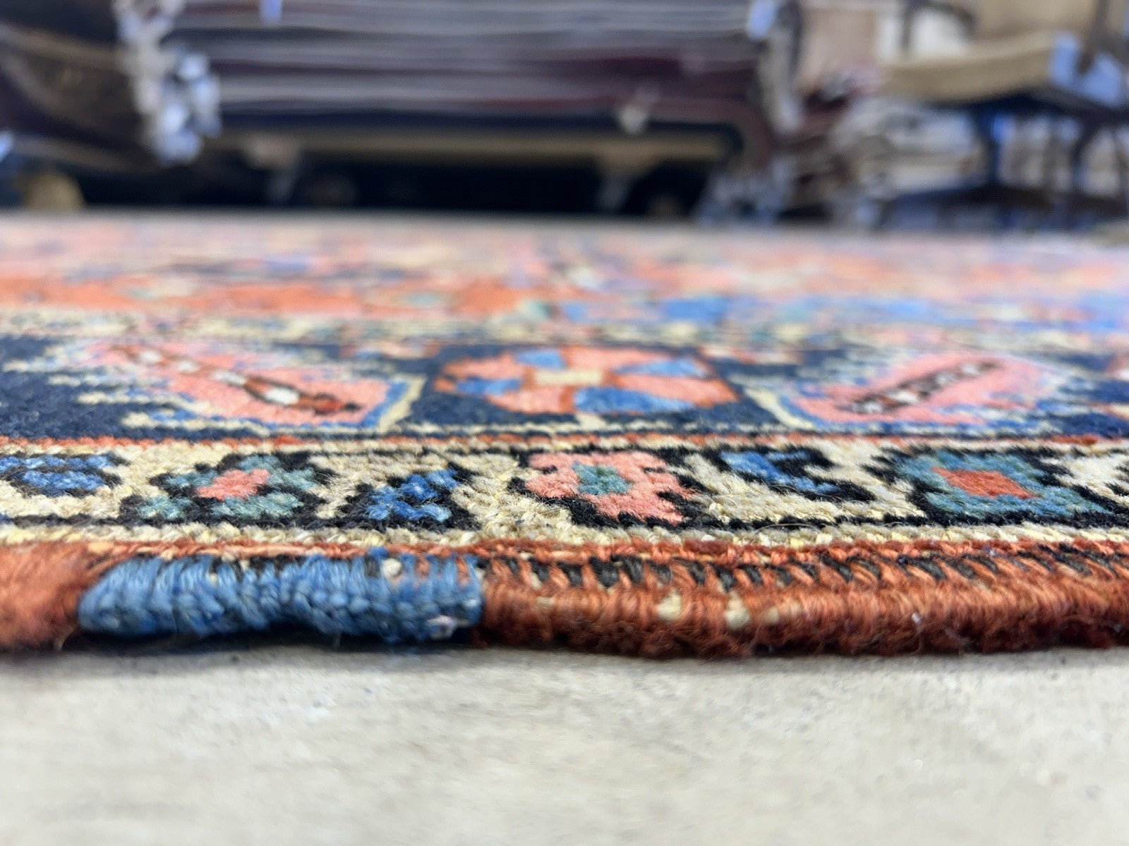 Collector Item- 5’x6’10” Antique Hand-Knotted 100% Wool Pile Serapie Area Rug