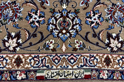  8'6"x12'1'' Very Fine Silk & Wool Isfahane Area Rug - Area Carpet