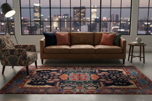 4'0" x 7'8" Hand-Knotted 100% Wool Pile Nahavande Area Rug