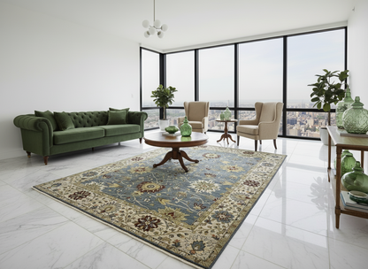 9'x12' Hand-Knotted 100% Wool Pile Mahal Design Carpet - Area Rug