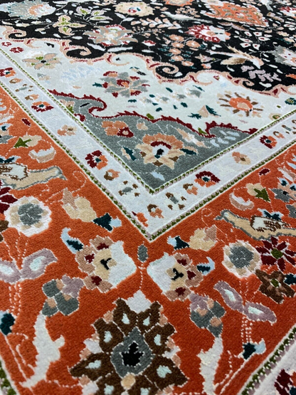 5'x6'7" Very Fine Hand-Knotted Wool & Silk Blend Tabrize Carpet - Area Rug