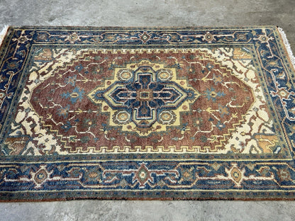 3’1”x5’ Hand-Knotted 100% Wool Indoserapi Area Rug - Carpet