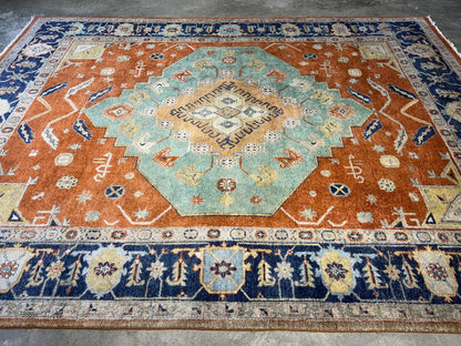 9'2"x11'11" Hand-Knotted 100%  Wool Pile IndoSerapi Rug