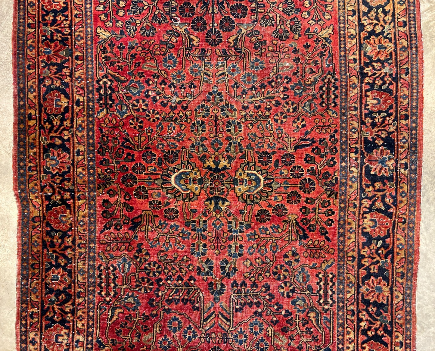 4'9"x6'3" Collector Antique Hand-Knotted 100% Wool Sarouke Rug