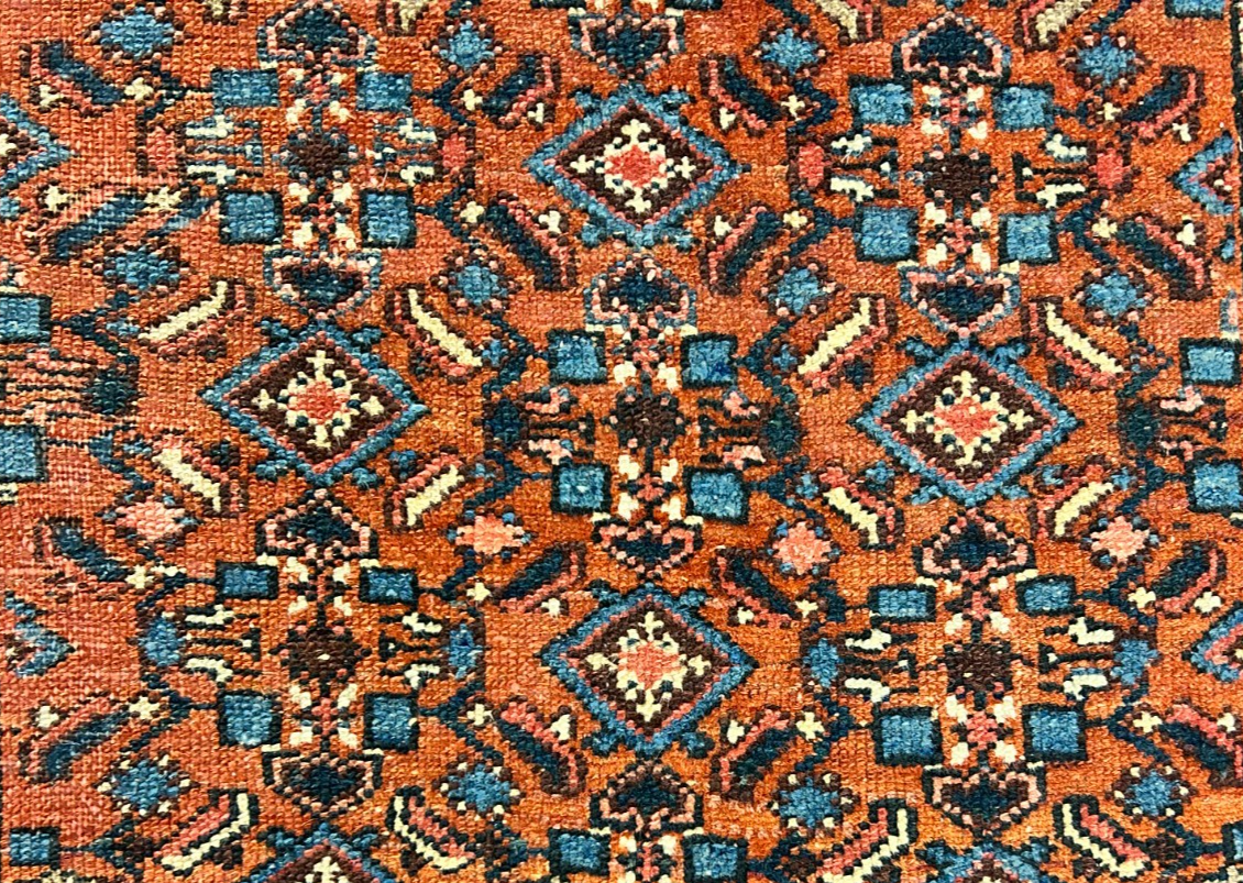 3'4"x6'2" Antique Hand-Knotted 100% Wool Pile Hamadane Area Rug - Carpet