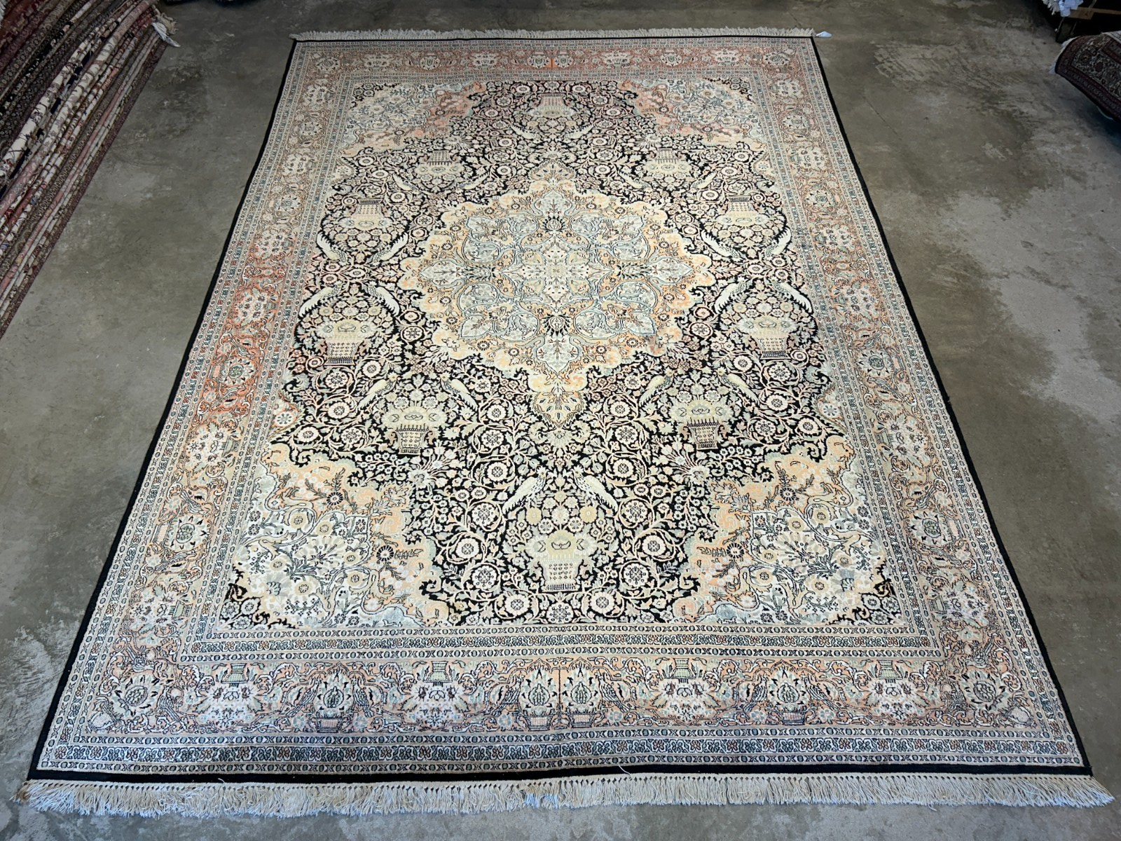 9'x12'6" Hand-Knotted 100%  Kashmiri Silk Pile Area Rug