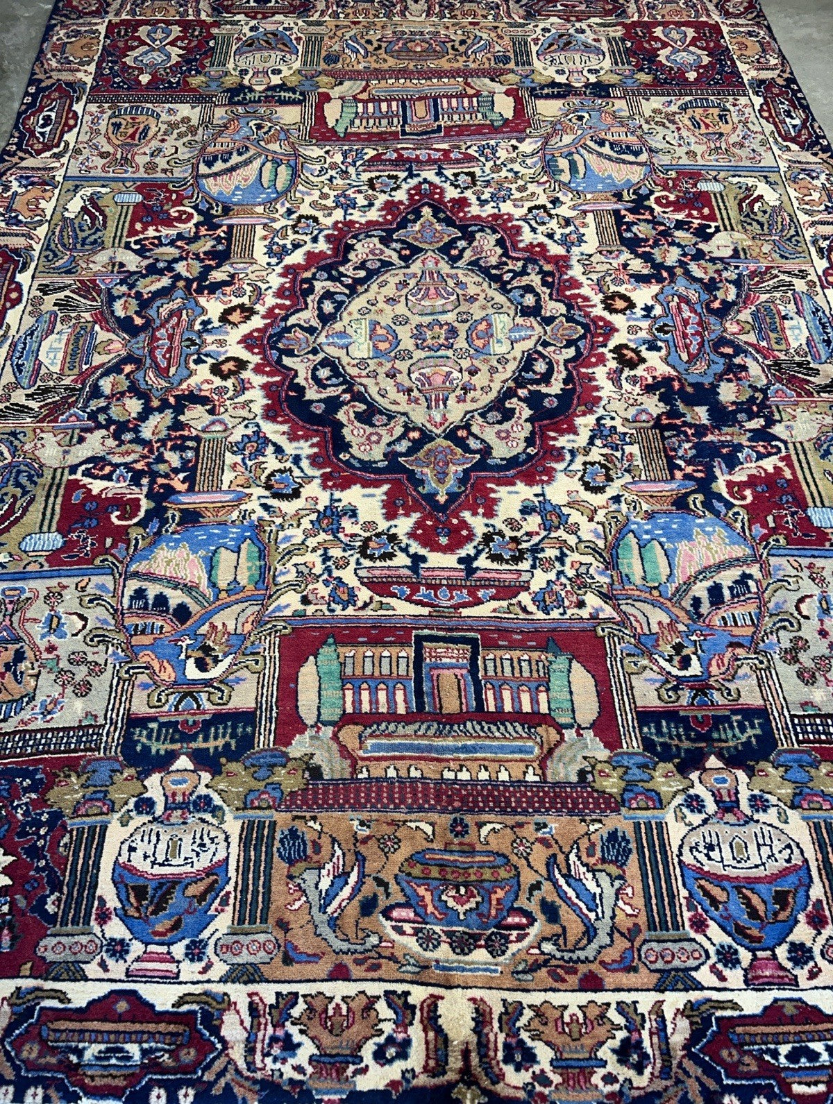 8’2”x11’2” Antique Hand-Knotted 100% Wool Pile Tabrize Area Rug - Carpet