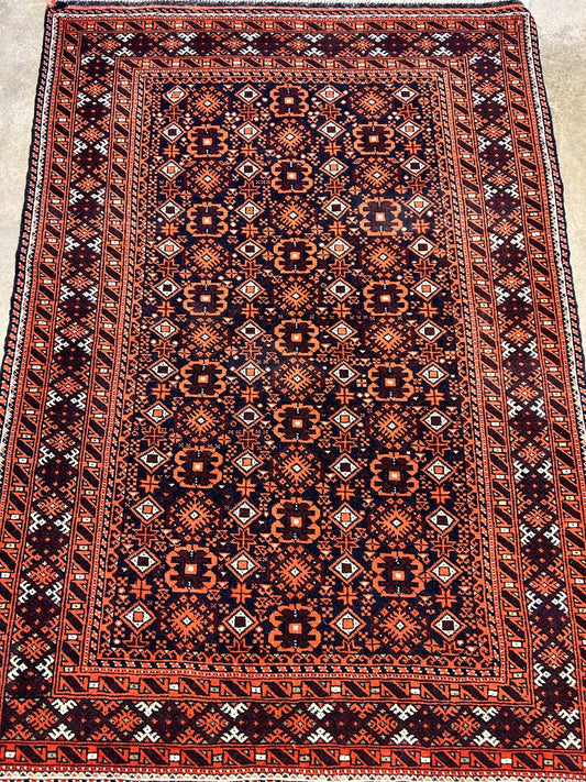 3'2"x4'6" Hand-Knotted 100% Wool Pile Afghan Area Rug