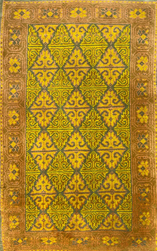 2'9"x4'2" Hand-Knotted 100% Wool Pile Oriental Area Rug - Carpet