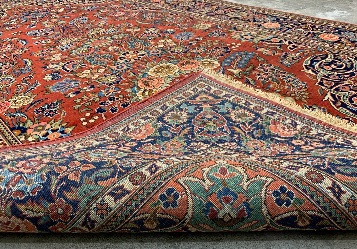 Collector Item -  4'4"x7'2" Antique Hand-Knotted Fine Wool Kashane Rug