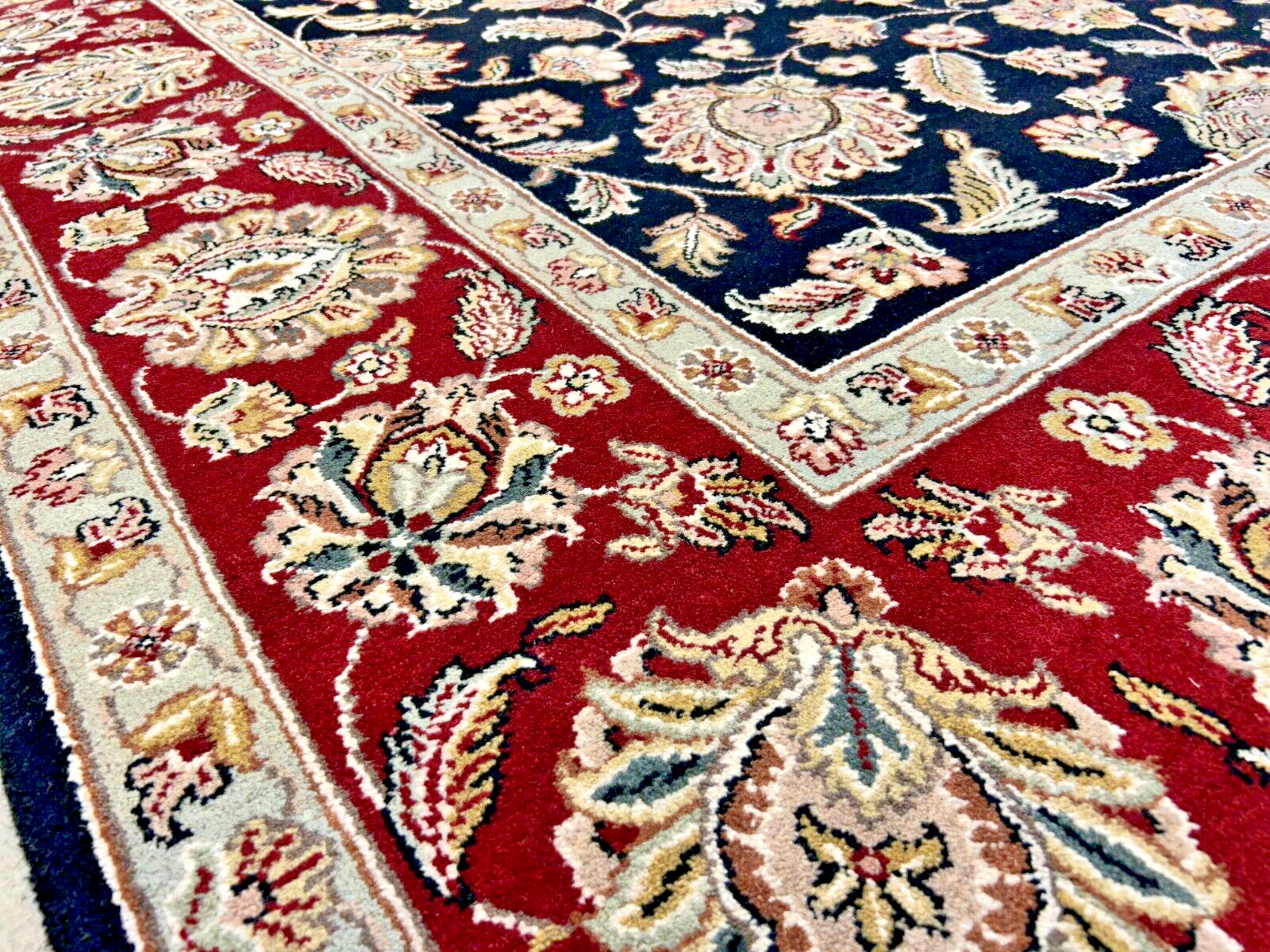 9' x 12' Hand-Knotted 100% Wool Carpet - Indian Agra Area Rug