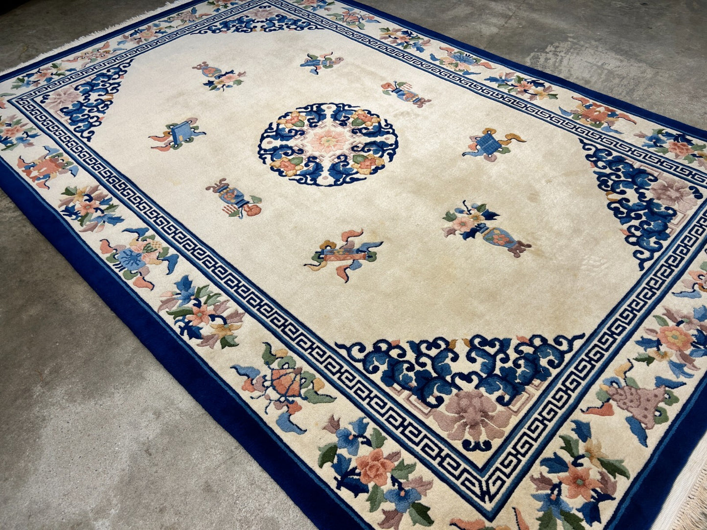 6'x9' Vintage Hand-Knotted Wool Oriental Art Deco Rug - Area Carpet