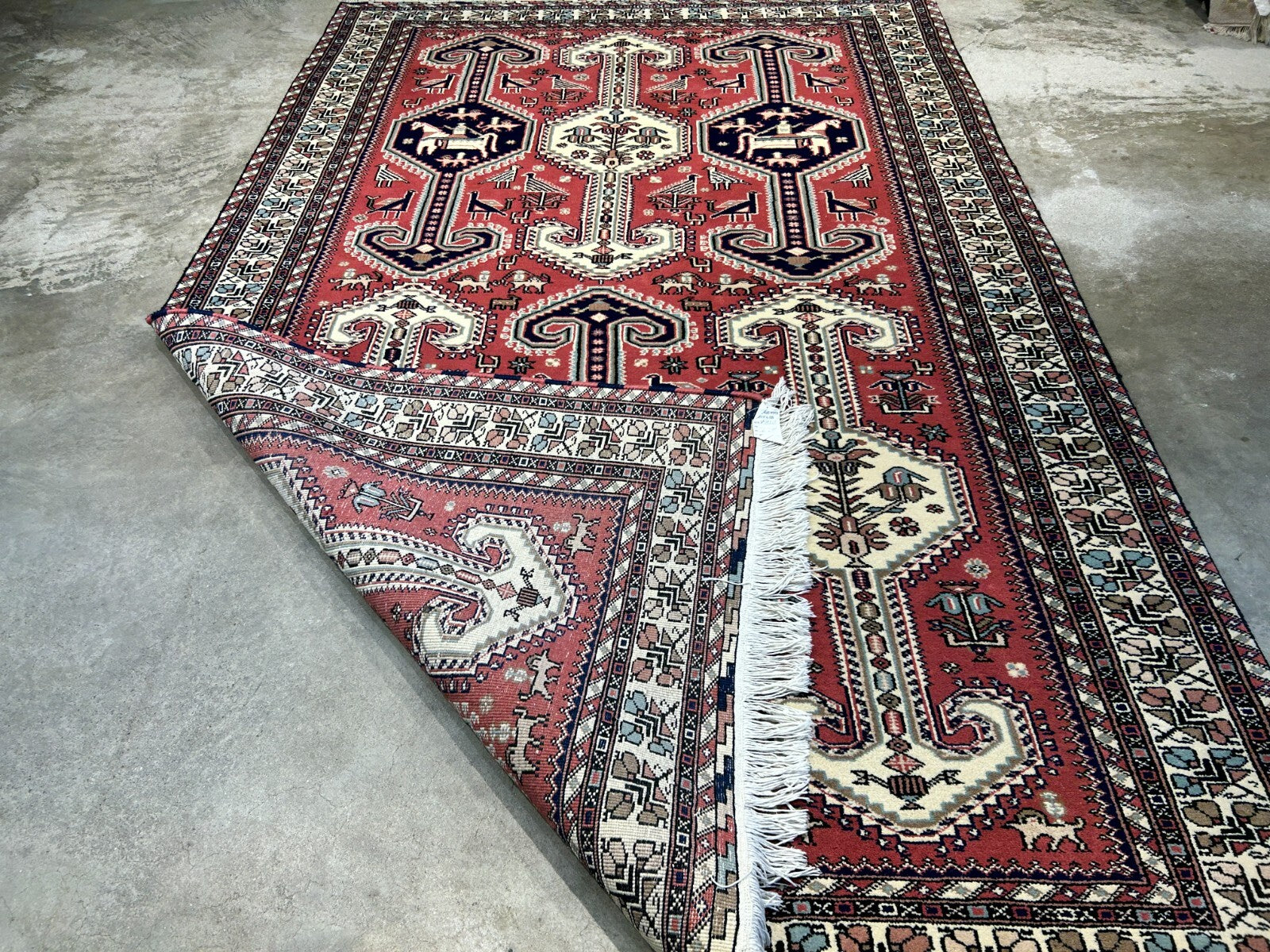 6'2"x9'0" Hand-Knotted 100% Wool Pile Indian Serapi Carpet - Area Rug