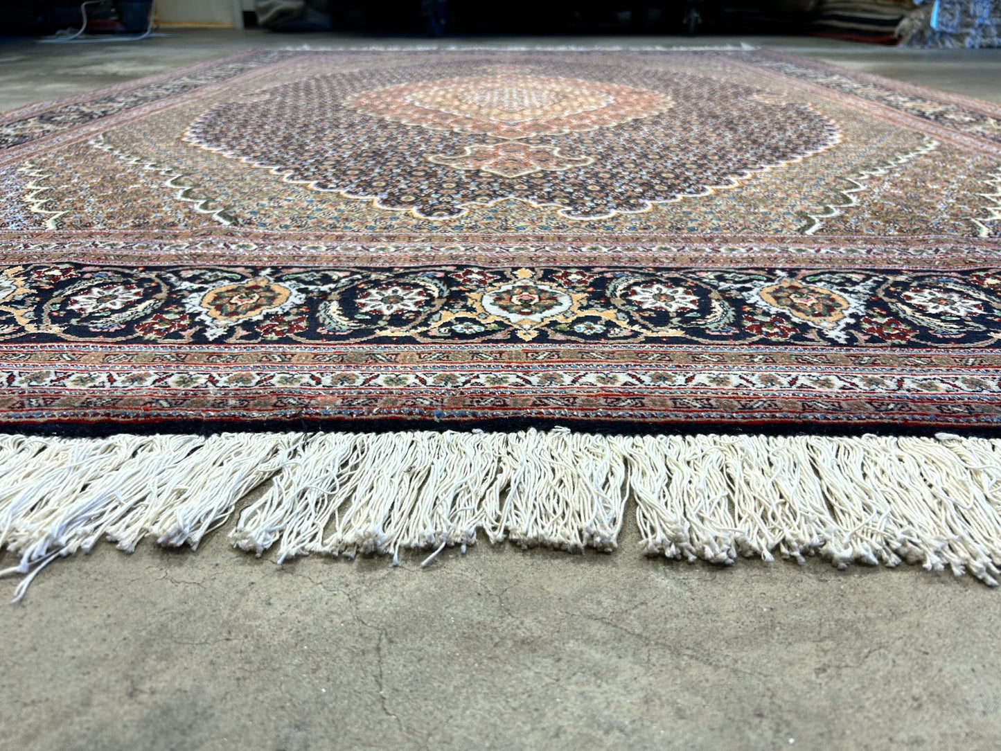 6'8"x9'8" Fine Hand-Knotted Wool & Silk Oriental Tabrize Rug - Area Carpet