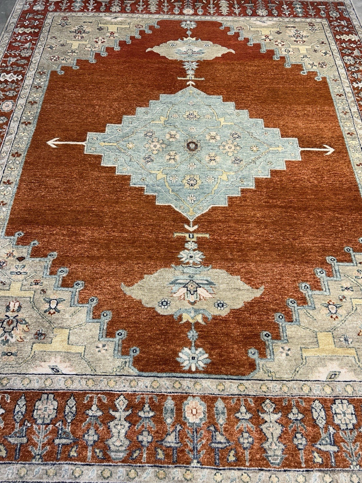 7’10”x9’11” Hand-Knotted 100% Wool Pile Indoserapi Area Rug - Carpet