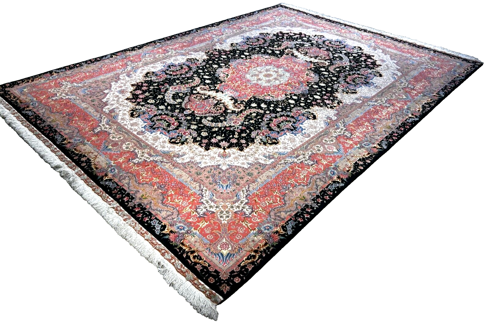 8'2"x11'7'' Hand-Knotted Very Fine Silk & Wool Pile Tabrize Benam Area Rug