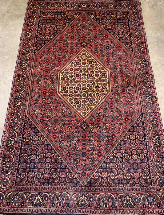3'8"x6'1" Hand-Knotted 100% Wool Pile Bijare Carpet - Area Rug