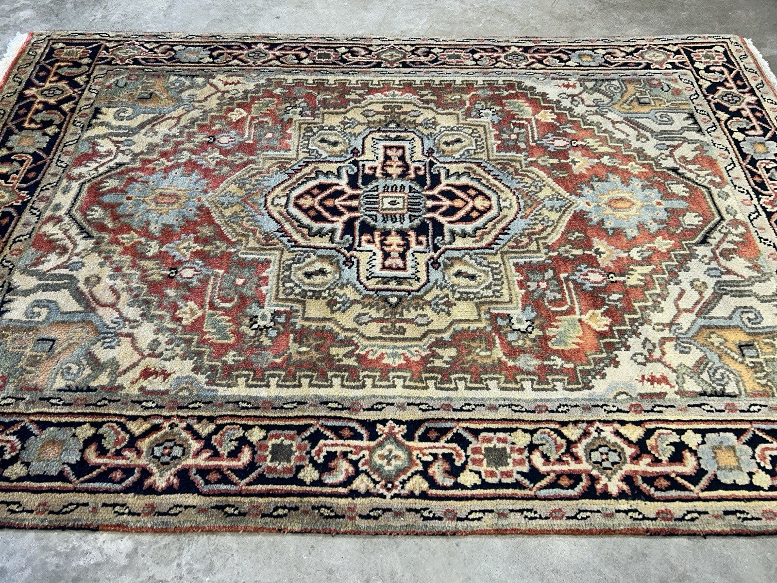 4’1”x6’1” Hand-Knotted 100% Wool Indoserapi Area Rug - Carpet