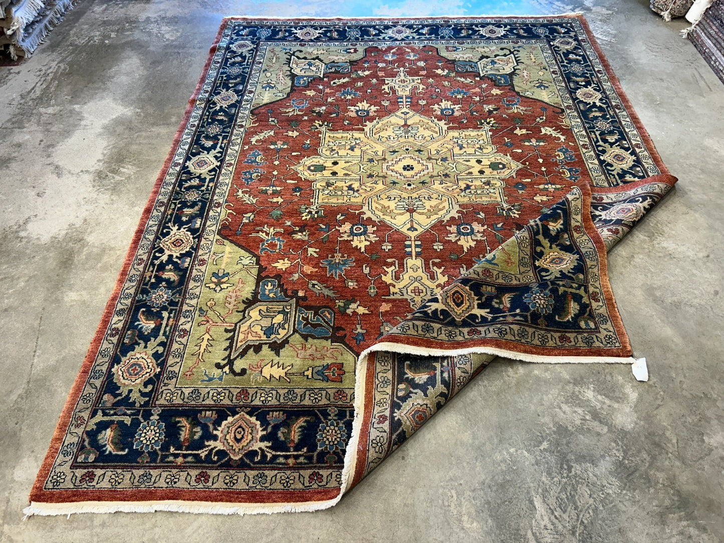 7'3"x10'3" Fine Hand-Knotted 100% Wool Pile IndoHeriz Rug