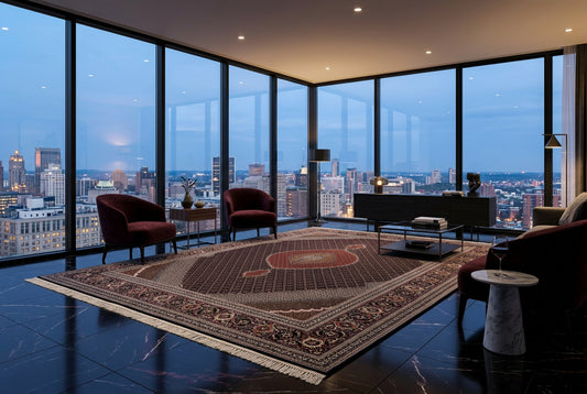 8'3"x11'5" Fine Hand-Knotted Wool & Silk Oriental Rug - Area Carpet