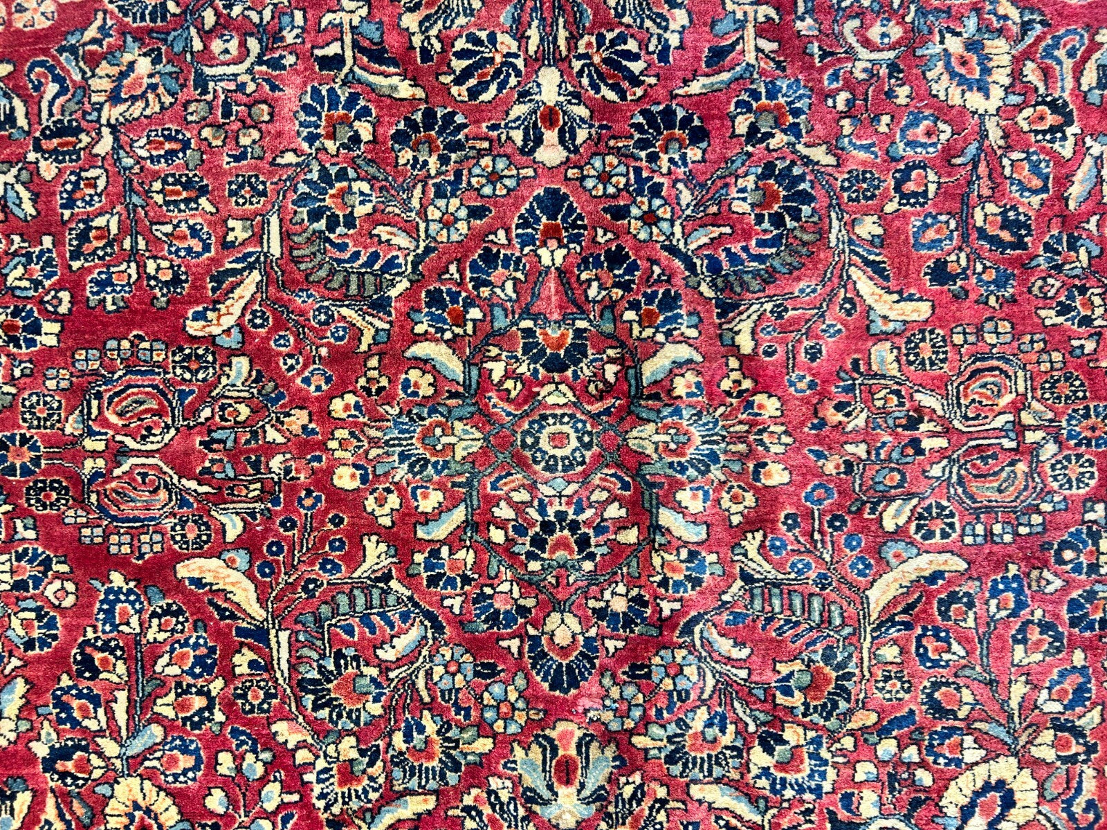 9'3"x12'7" Antique Fine Lamb Wool Sarouke Rug Hand-knotted Carpet