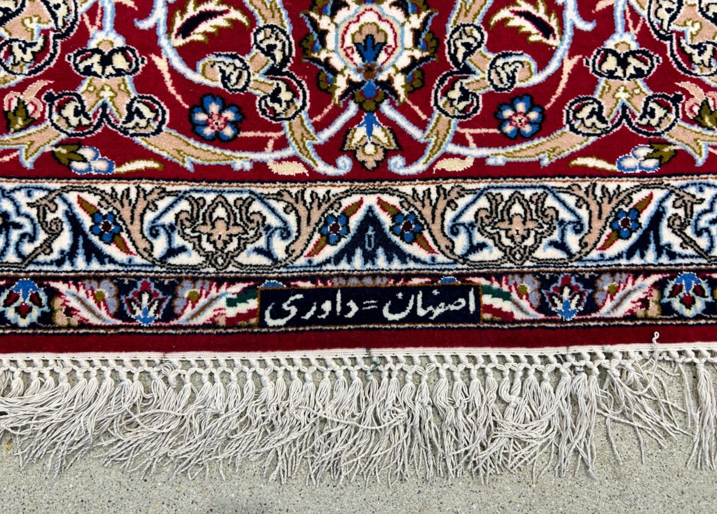 6'9"x10' Extra-Fine Hand-Knotted Wool & Silk Blend Isfahane Area Rug - Signed