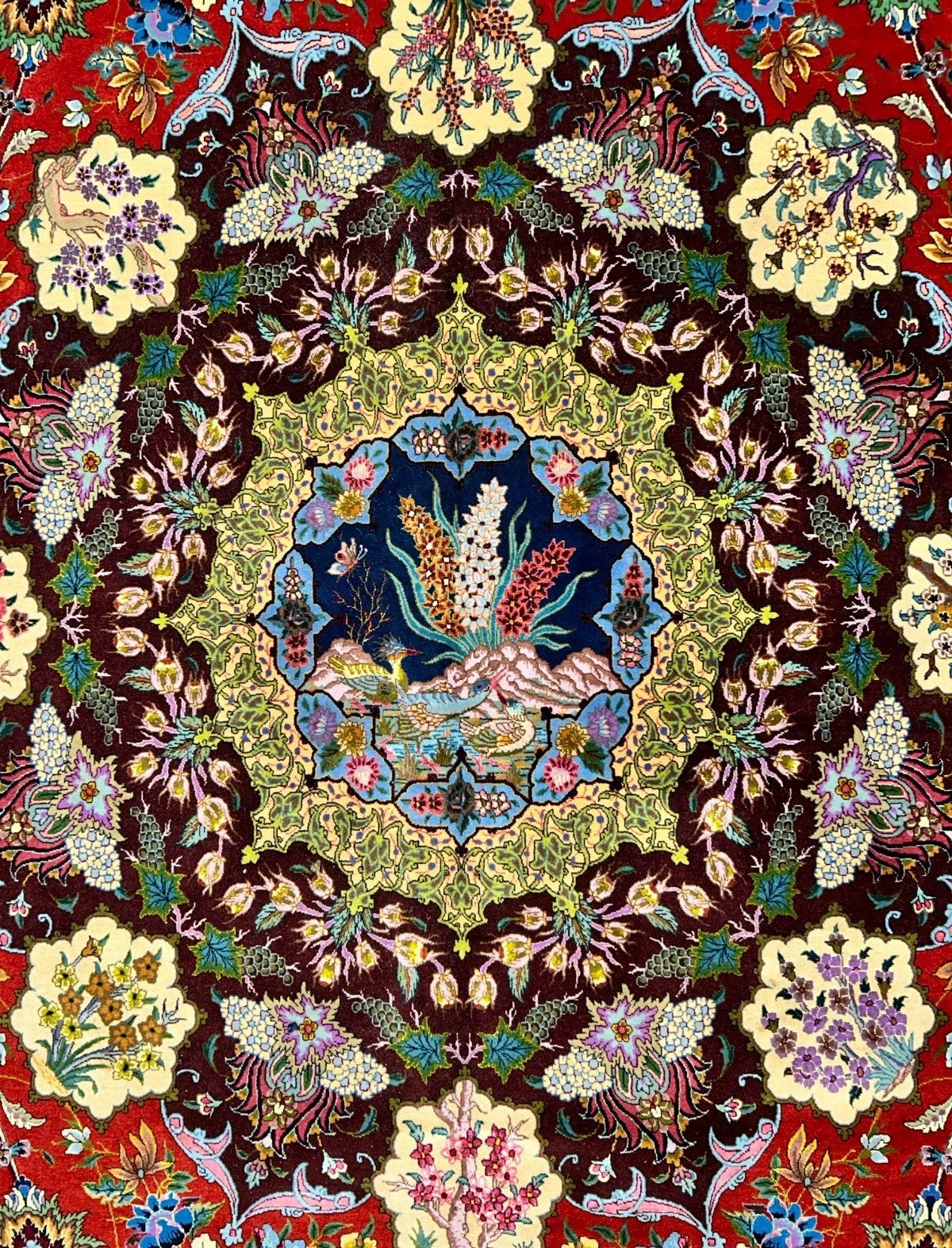 Collector Item - 10'9"x14'8" Hand-Knotted Wool & Silk Tabrize Area Rug