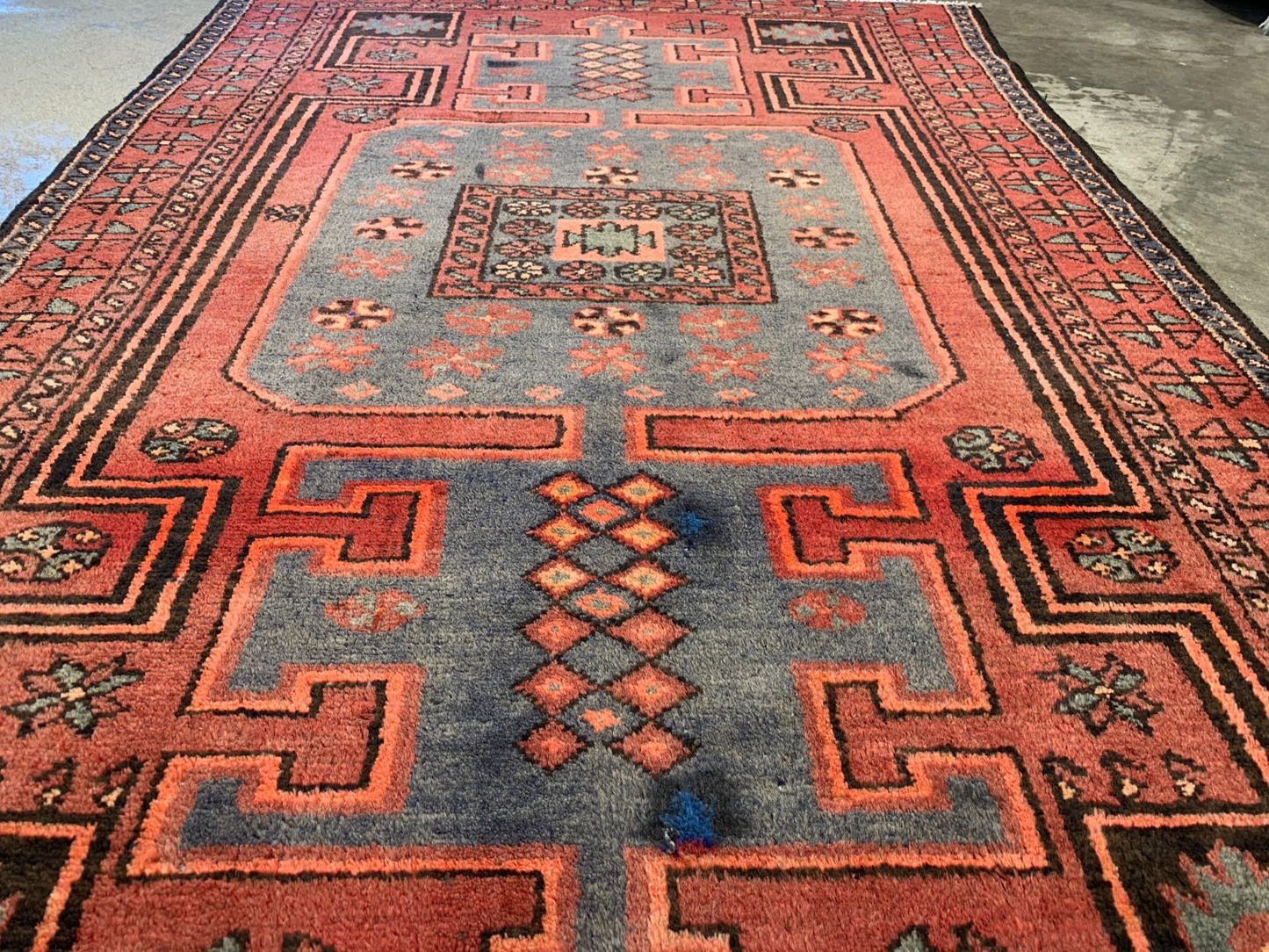4'2" x 6'5" Antique Hand-Knotted 100% Wool Pile Hamadane Area Rug