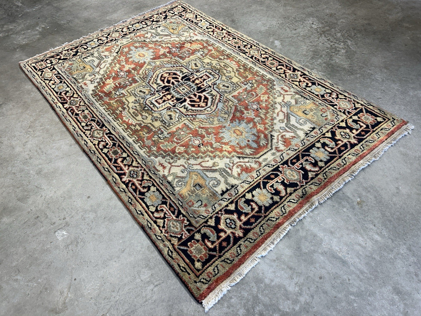 4’1”x6’1” Hand-Knotted 100% Wool Indoserapi Area Rug - Carpet