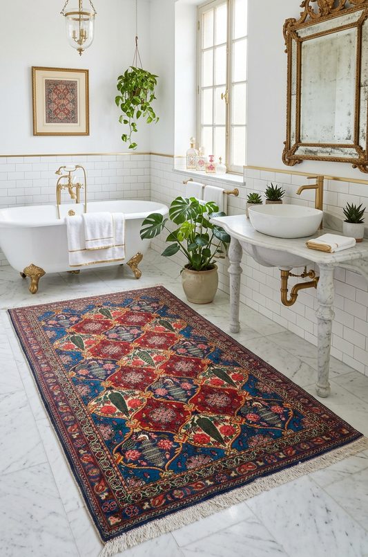 3'3"x5'2'' Hand-Knotted 100% Wool Pile Bakhtiarie Area Rug