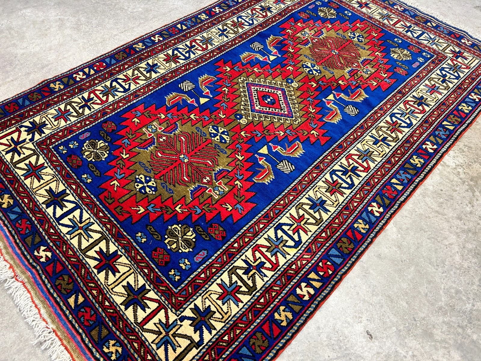 3'6"x5'9" Hand-Knotted 100% Wool Pile Yalamehe Rug