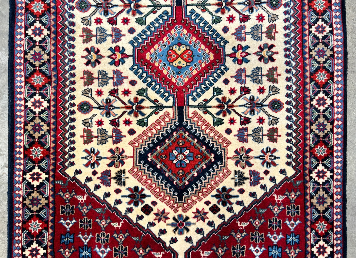 3'5"x5' Hand-Knotted 100% Wool Pile Yalamehe Rug