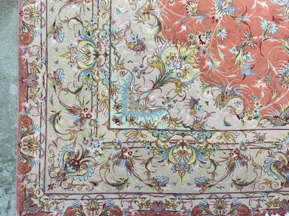 6'7"x9'9" Fine Hand-Knotted Wool & Silk Blend Tabrize Carpet - Area Rug