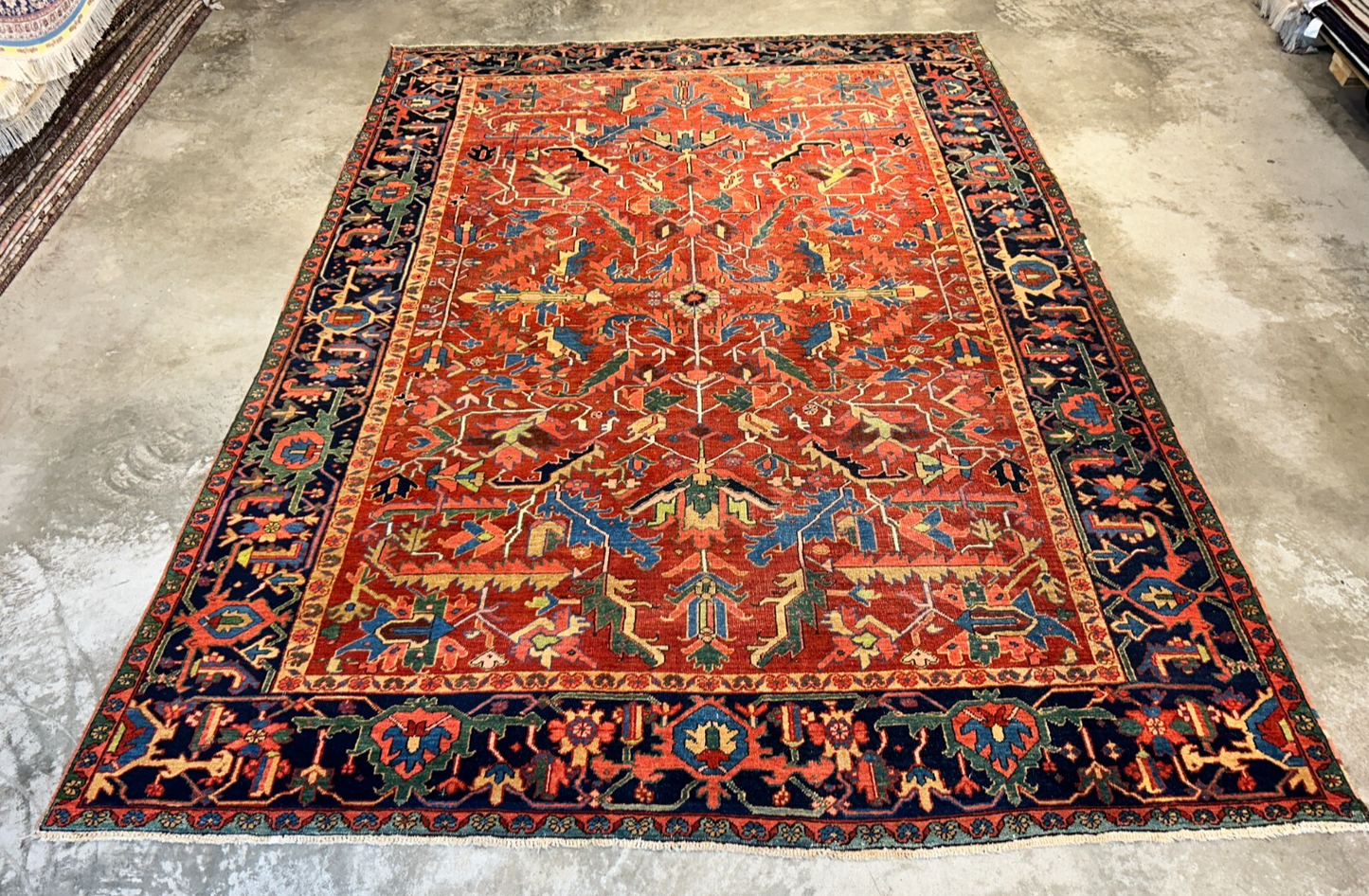 Collector Item - 9'x12'4" Antique Fine Wool Herize Serapy Hand-Knotted Rug