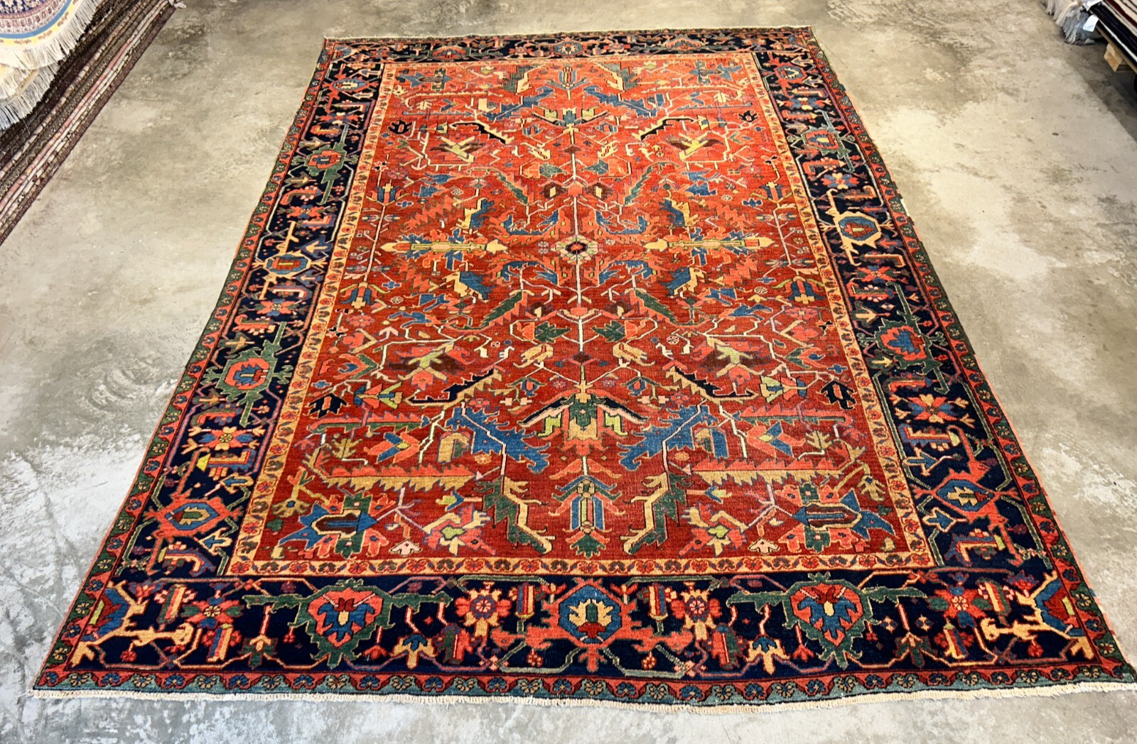 Collector Item - 9'x12'4" Antique Fine Wool Herize Serapy Hand-Knotted Rug