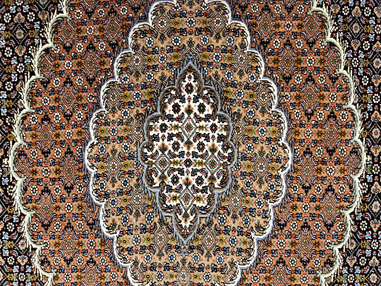 6'7"x9'9" Fine Hand-Knotted Wool & Silk Blend Tabrize Mahi Area Rug