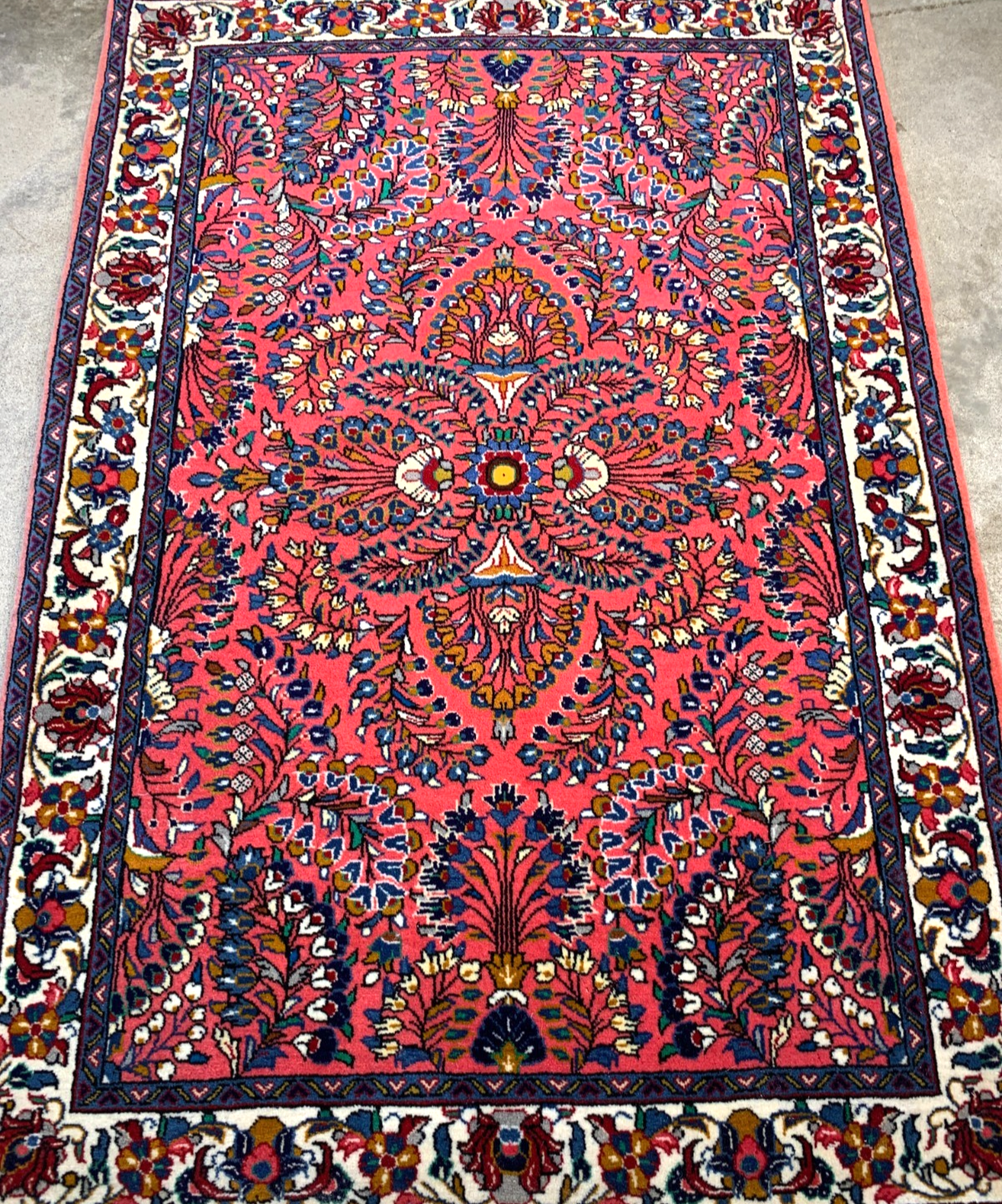 3'6"x5'2'' Hand-Knotted 100% Wool Pile Sarouke Area Rug