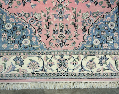 6'2"x8'10" Hand-Knotted 100% Wool Pile Tabrize Design Carpet - Area Rug