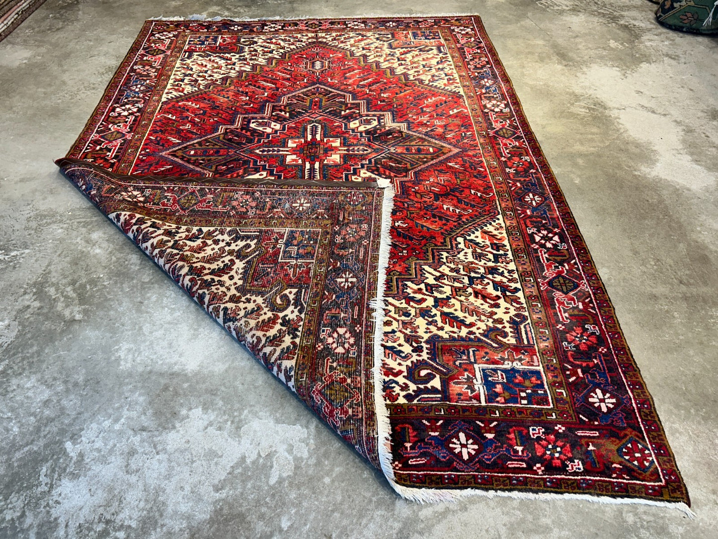 7'9"x11'2" Hand-Knotted 100% Wool Pile Herize Rug