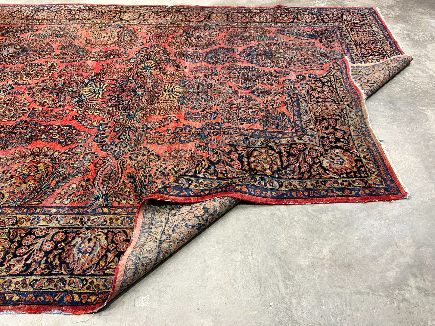 8'11"x11'8" Antique Fine Lamb Wool Sarouke Rug Hand-knotted Carpet