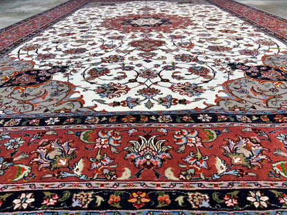 6'2"x9'3" Fine Hand-Knotted Wool & Silk Blend Tabrize Carpet - Area Rug