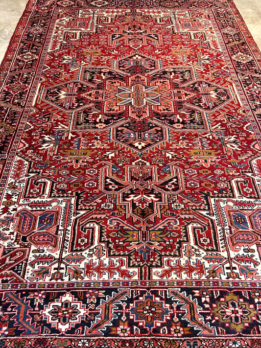 7'10"x11'4" Hand-Knotted 100% Wool Pile Herize Rug