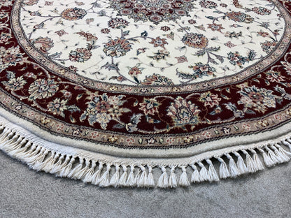 4' Diameter Exquisite Hand-Knotted 100% Wool Pile Oriental Rug