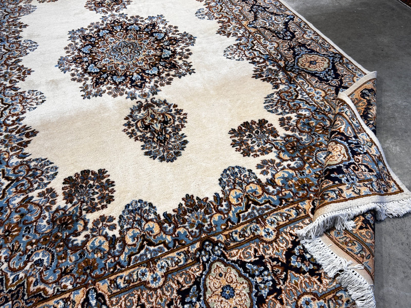 7'4"x10'10" Hand-Knotted 100% Wool Kermane Area Rug - Carpet