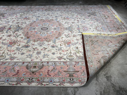 8'3"x11'7" Extremely Fine Hand-Knotted Wool & Silk Tabrize Area Rug - Signed