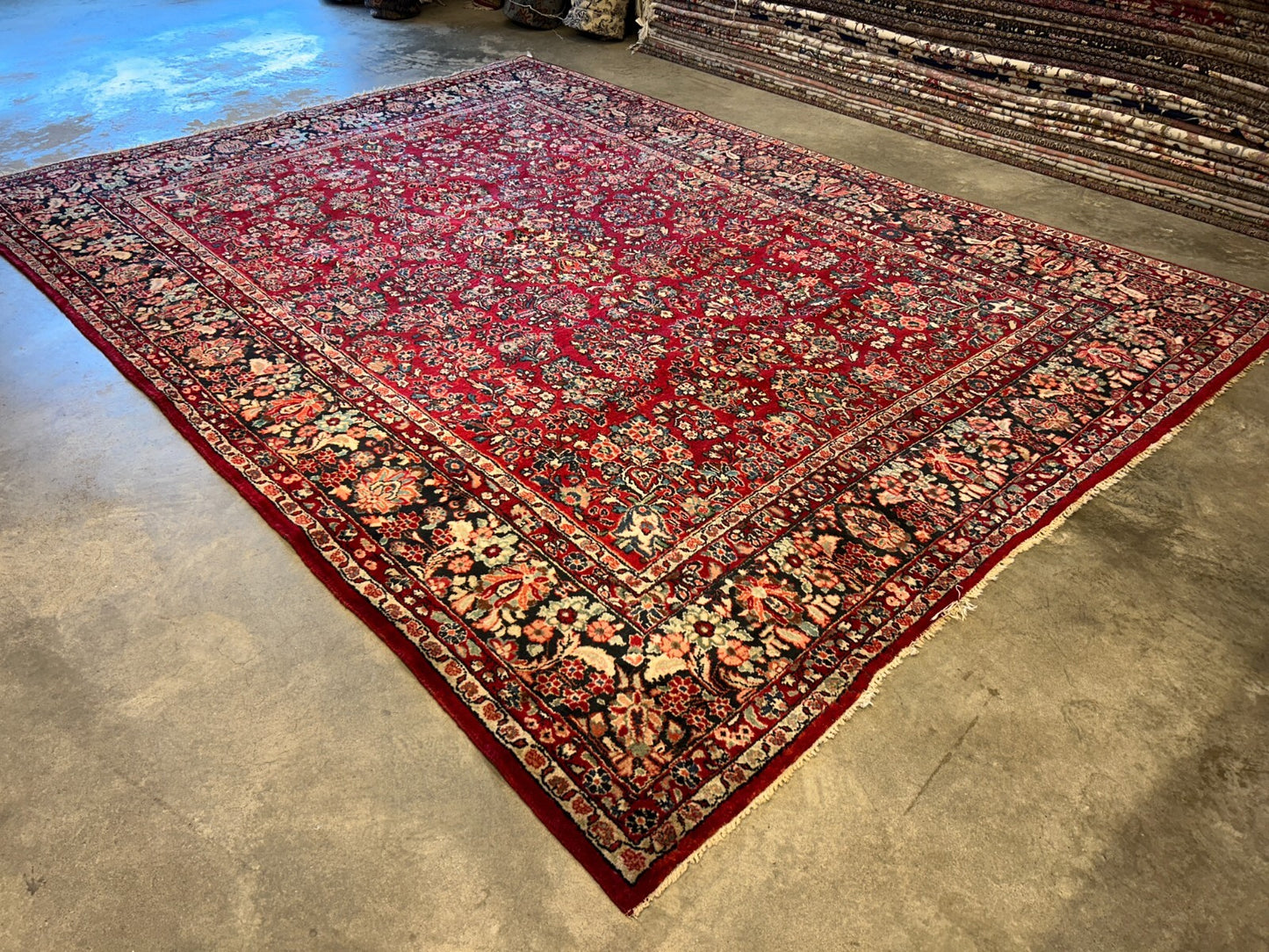 8'10"x12'2" Antique Fine Lamb Wool Sarouke Rug Hand-knotted Carpet