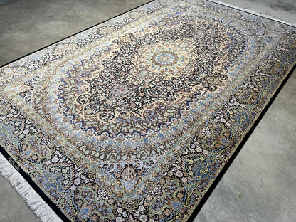 6'5"x9'10" Exquisite Hand-Knotted 100% Silk Qume Rug