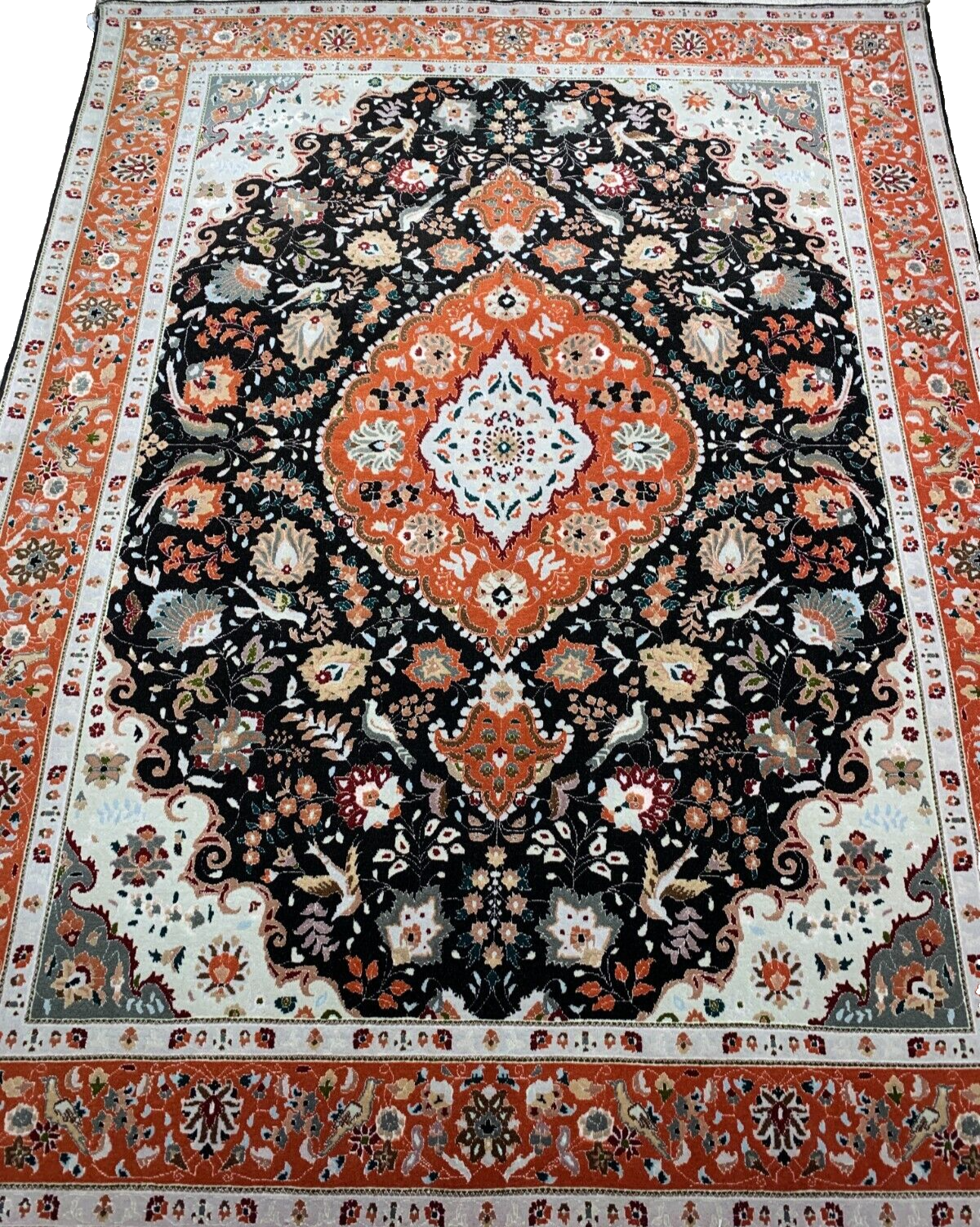 5'x6'7" Very Fine Hand-Knotted Wool & Silk Blend Tabrize Carpet - Area Rug